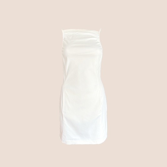 VERSUS SPRING 1998 MILKY WHITE GATHERED MINI DRESS
