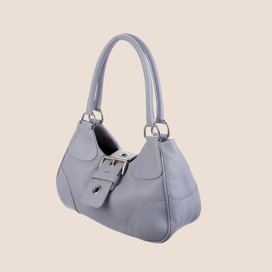 PRADA 2000 LILAC LEATHER BUCKLE MOON BAG