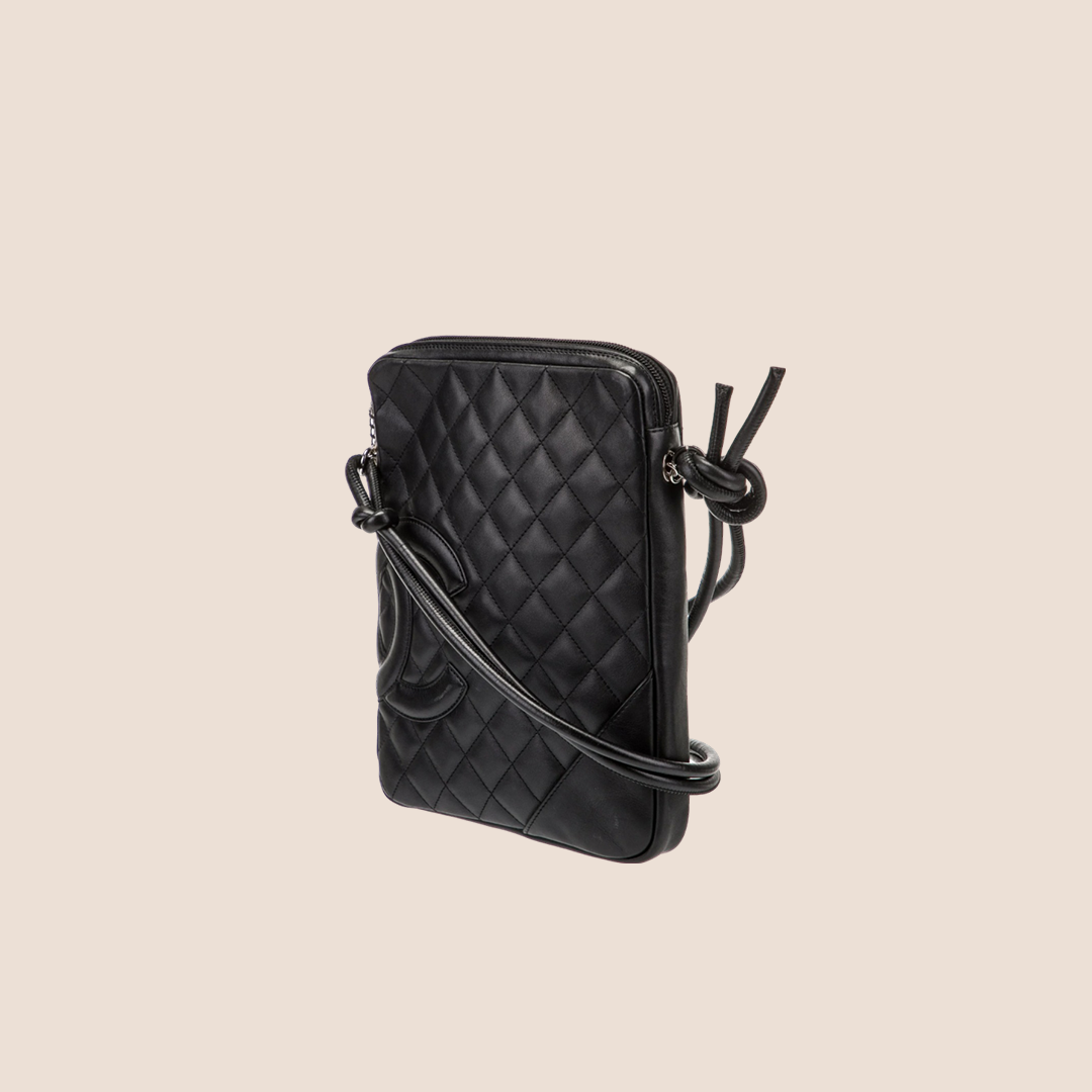 CHANEL 2005 CAMBON ALL BLACK MESSENGER BAG