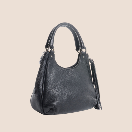 CHANEL BLACK LOGO TASSEL HOBO BAG