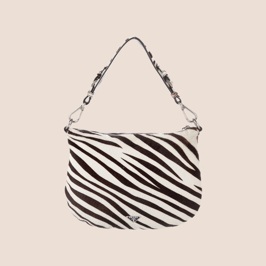 PRADA 2000 ZEBRA PRINT CAVALLINO HOBO BAG