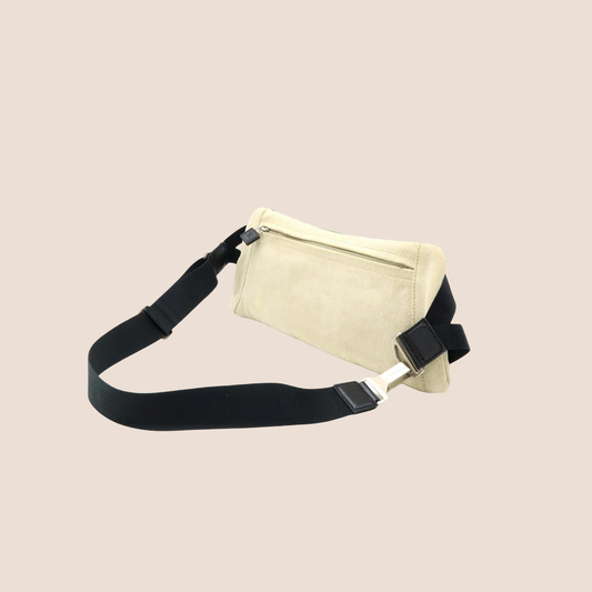 CHANEL 1990 SPORT LINE  BEIGE CANVAS LOGO BELT BAG