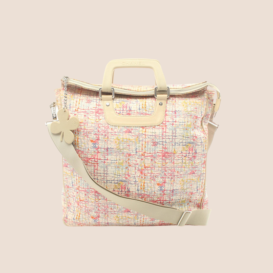 CHANEL MULTICOLOR CANVAS CLOVER TOTE BAG