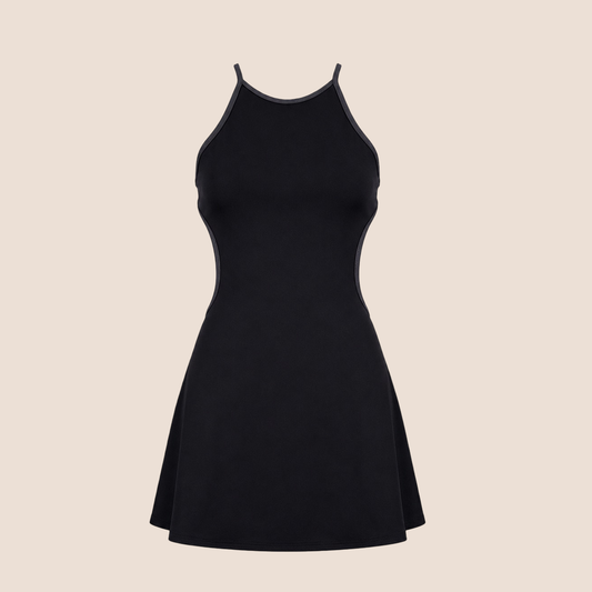 VERSACE 1990s INTENSIVE GREY HALTER MINI DRESS
