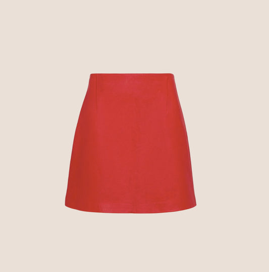 MIU MIU 2000s RED LEATHER MINI SKIRT