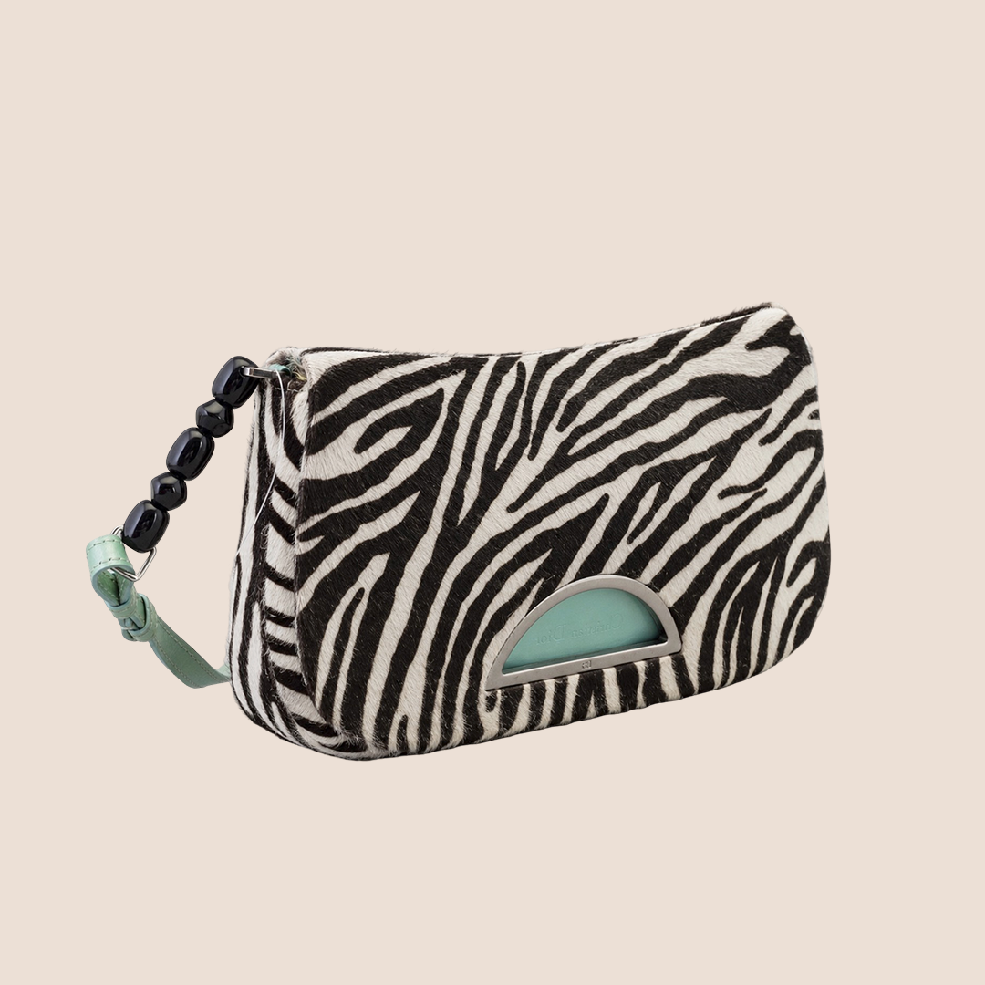 CHRISTIAN DIOR PONY HAIR ZEBRA PRINT MALICE SHOULDER BAG