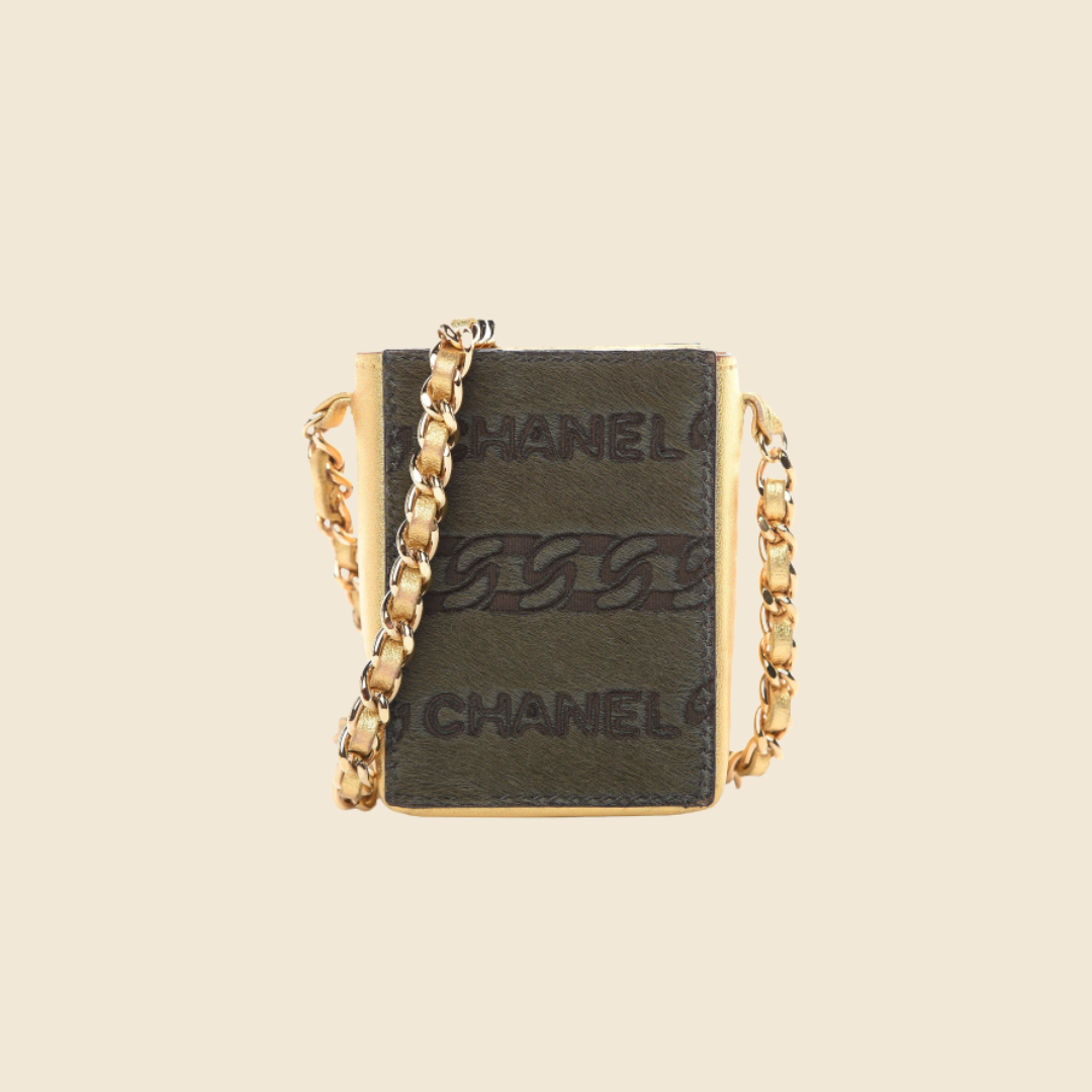 Chanel Brown Leather Vintage Chain Link Bag Chanel