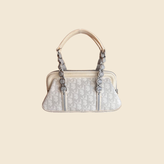 CHRISTIAN DIOR WHITE & GREY ROMANTIQUE MINI HANDBAG