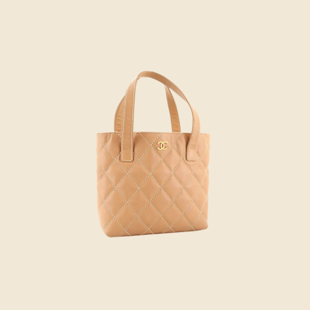 Chanel Beige Quilted Caviar Jumbo Vintage Classic Flap Bag 100% Auth