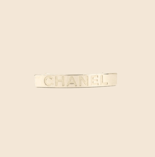 CHANEL SILVER METAL HAIR BARRETTE