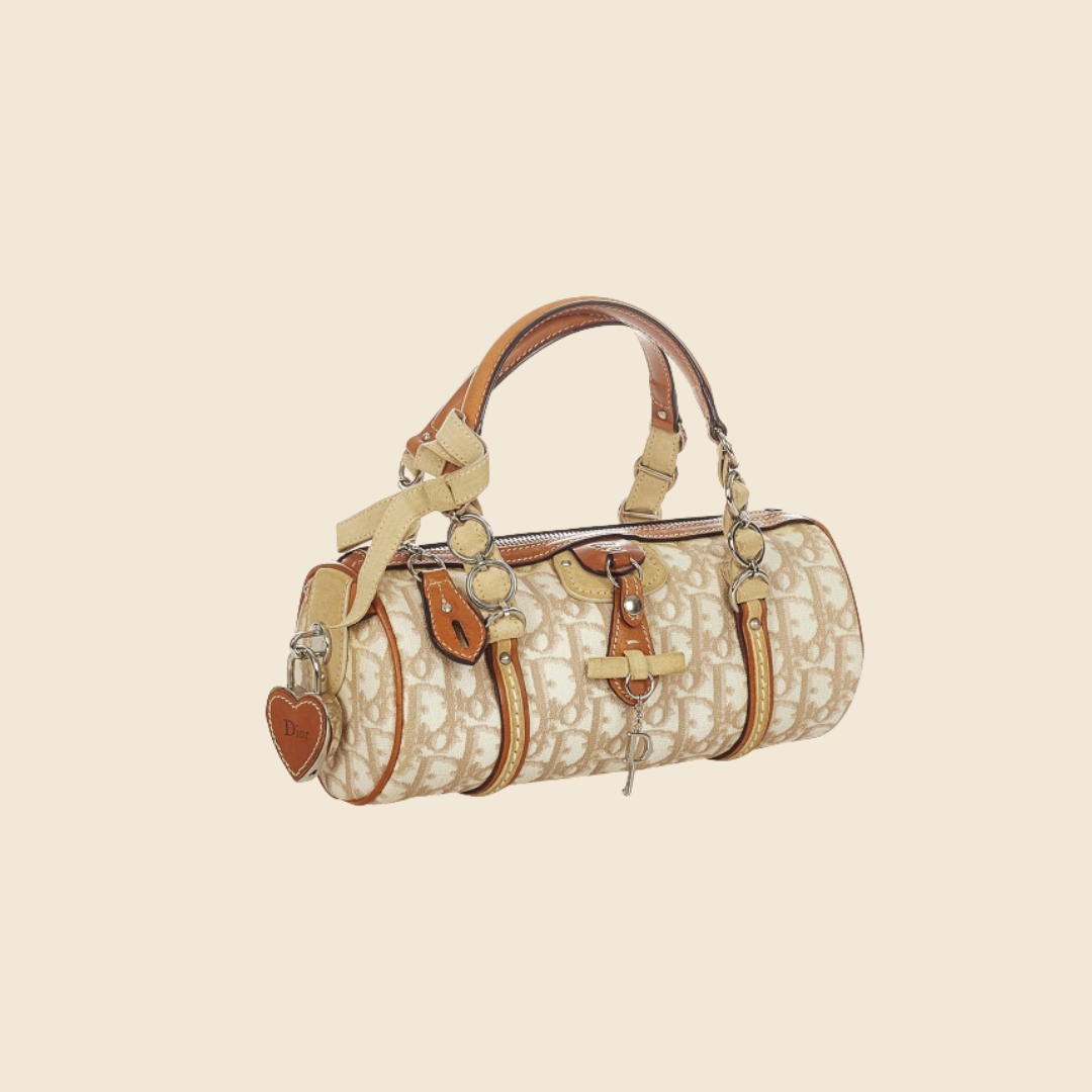 CHRISTIAN DIOR BEIGE & PINK ROMANTIQUE MINI BARREL BAG – RDB