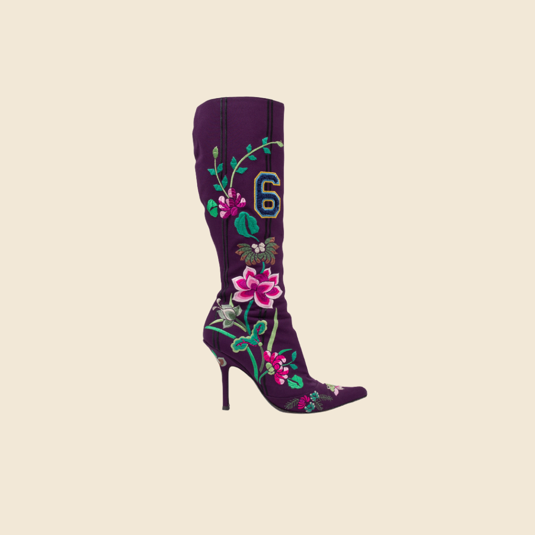 CHRISTIAN DIOR FALL 2003 EMBROIDERED FLOWERS 69 BOOTS