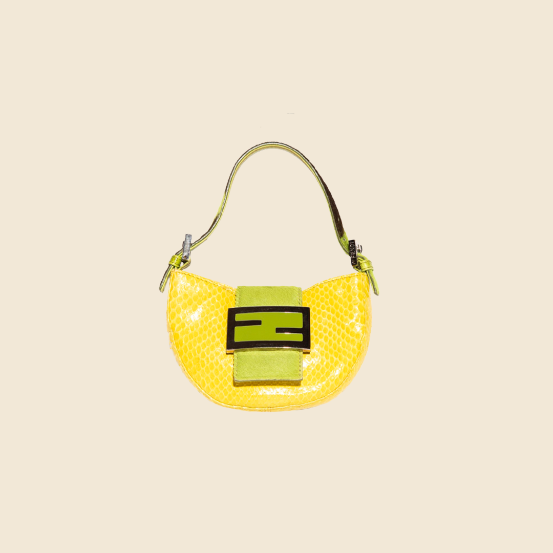 FENDI YELLOW SNAKESKIN MINI CROISSANT BAG