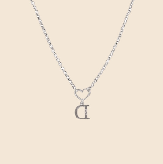 CHRISTIAN DIOR D CHARM HEART NECKLACE