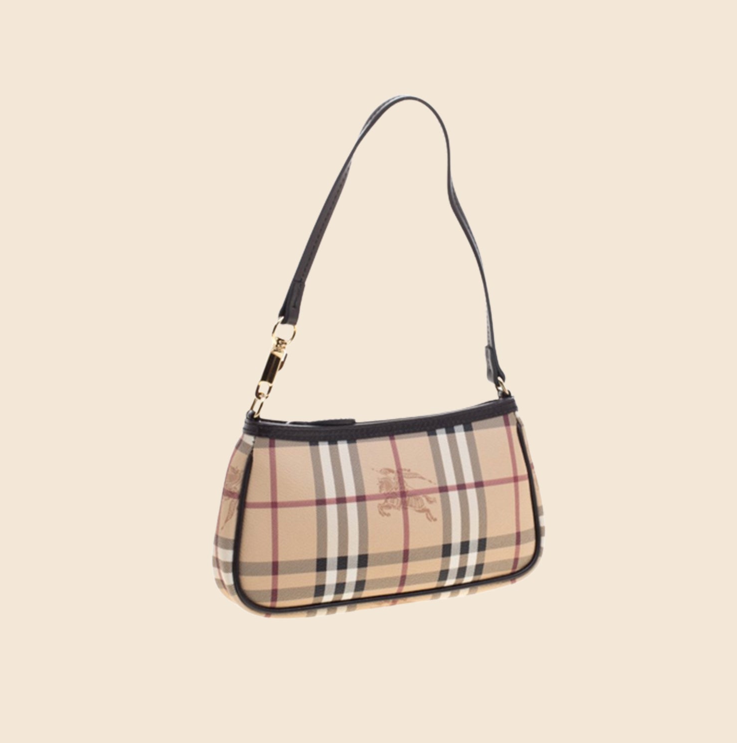 BURBERRY BROWN HAYMARKET MINI SHOULDER BAG