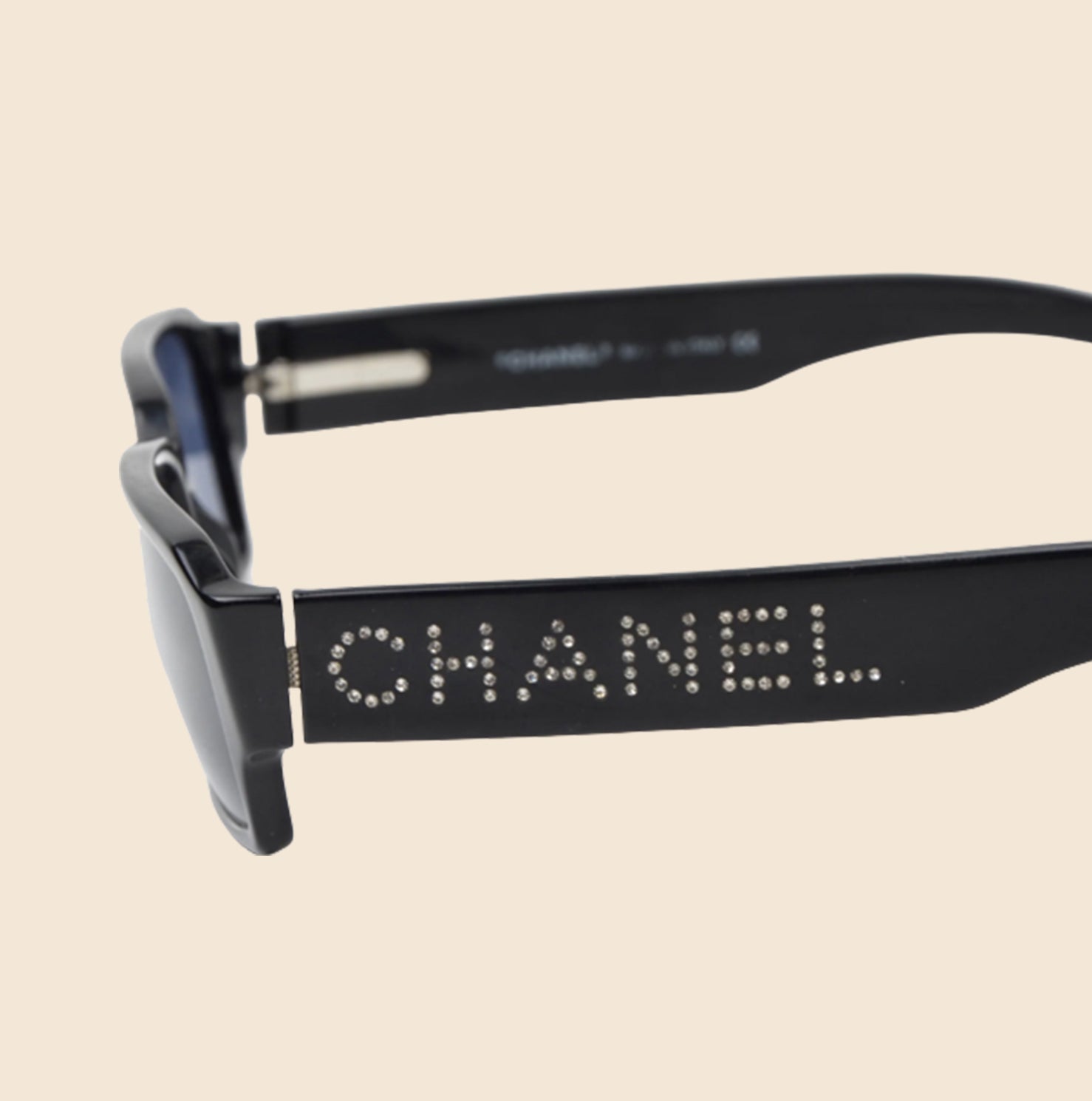 CHANEL, Black Acetate Sequin Rectangle Sunglasses, marked 71407, 2021.  Vintage Clothing & Accessories - Auctionet