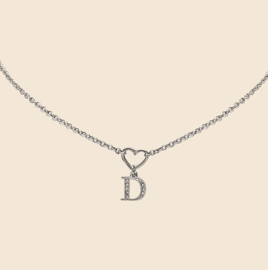 CHRISTIAN DIOR D CHARM HEART NECKLACE