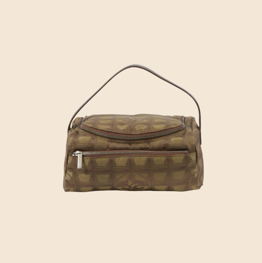 CHANEL 2002 TRAVEL LINE BROWN CANVAS MAKE UP POUCH