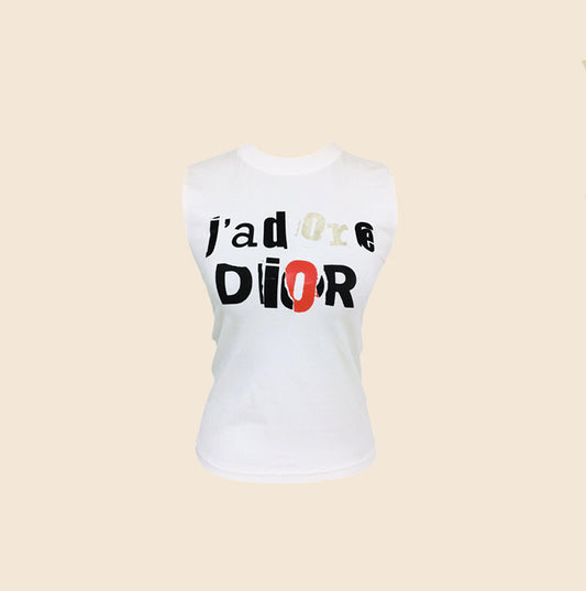 CHRISTIAN DIOR 'J'ADORE DIOR' SPELL OUT TANK TOP