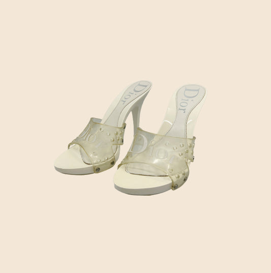 CHRISTIAN DIOR 2000s TRANSPARENT WHITE JELLY MULES