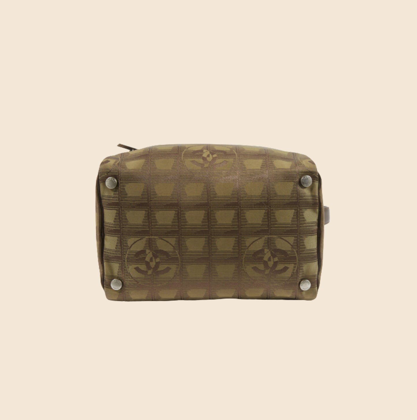 CHANEL 2002 TRAVEL LINE BROWN CANVAS MAKE UP POUCH