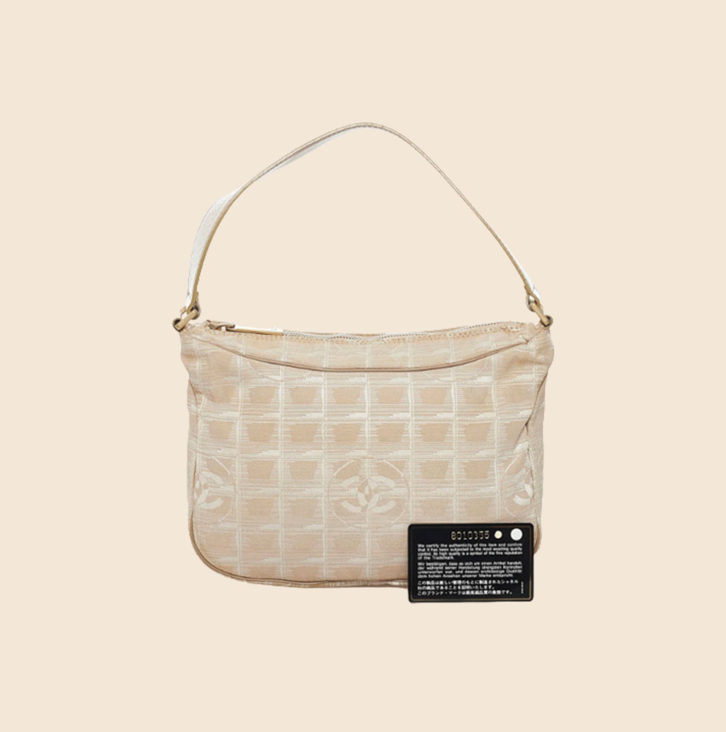 CHANEL CC Logo Travel Line Nylon Tote Bag Beige