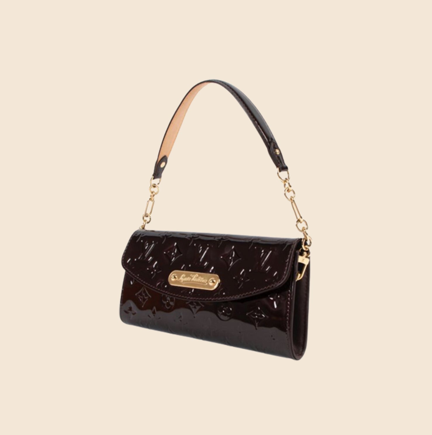 Louis Vuitton Clutch Vernis Sunset Boulevard Chain Shoulder Crossbody Bag  A855