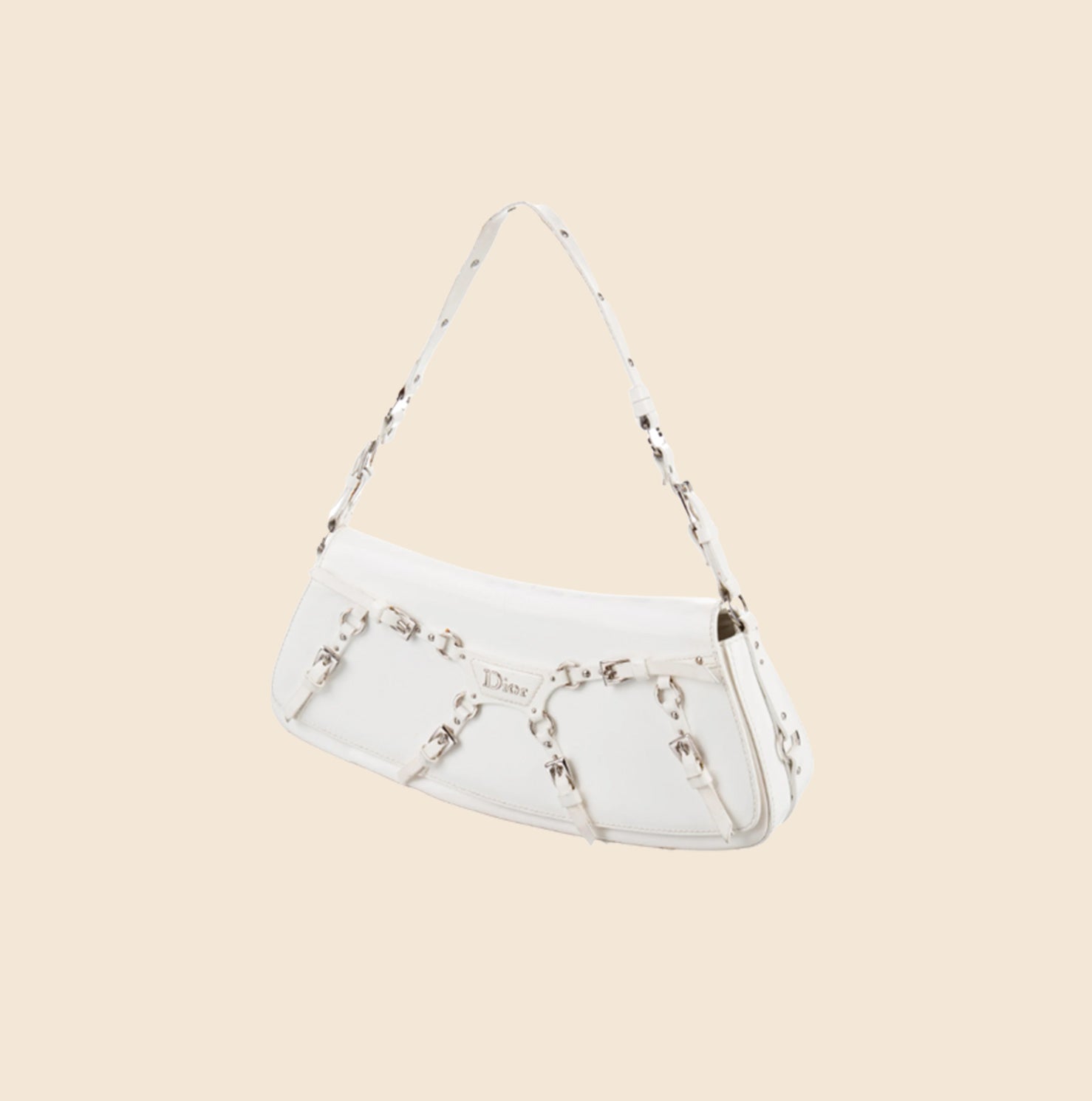 Dior White Leather Pochette Shoulder Bag at 1stDibs
