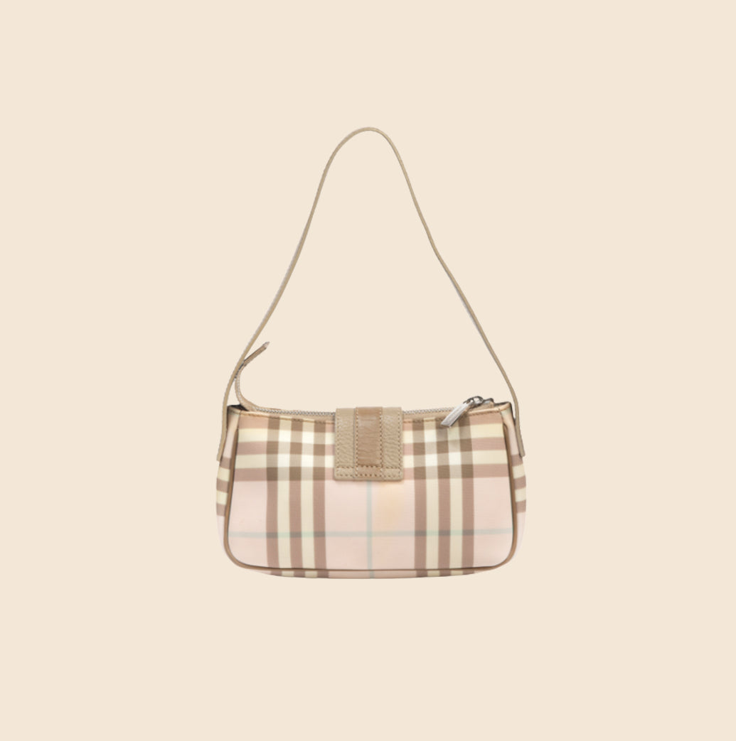 BURBERRY PALE PINK NOVA CHECK SHOULDER BAG