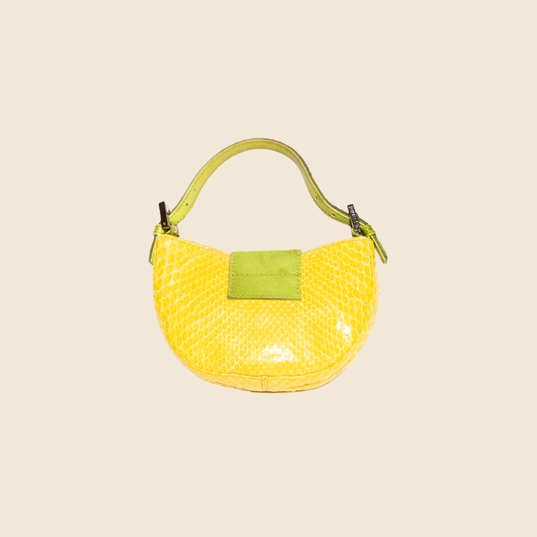 FENDI YELLOW SNAKESKIN MINI CROISSANT BAG