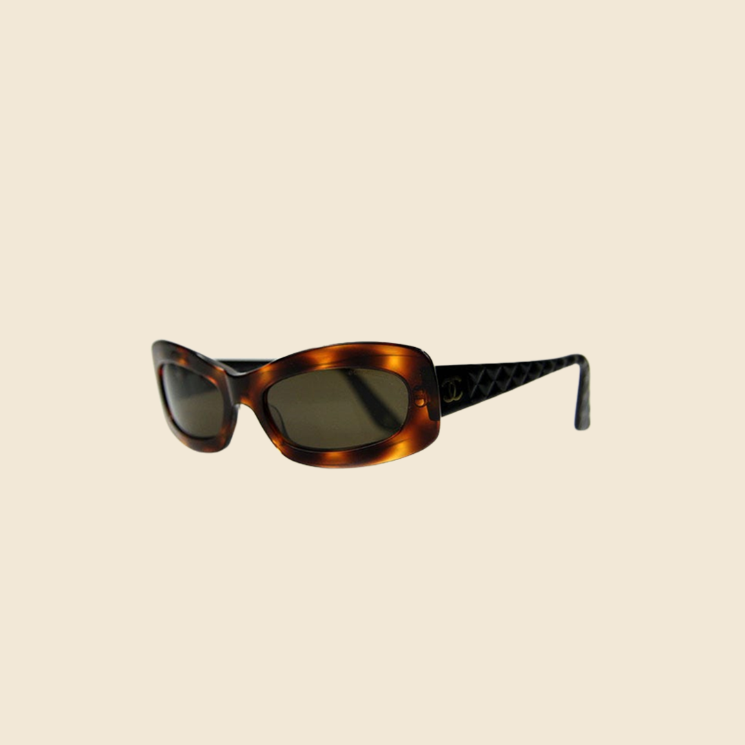 CHANEL 90s BROWN TORTOISE FRAME QUILTED SUNGLASSES – RDB