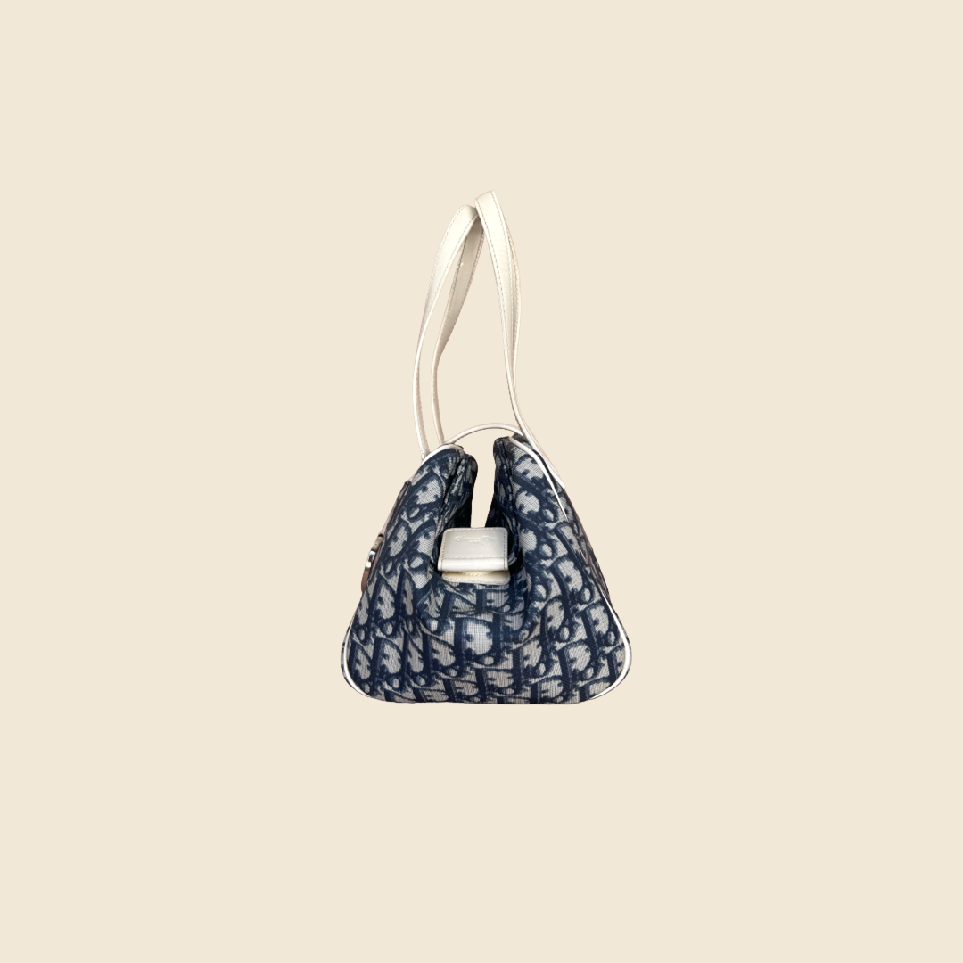 Christian Dior Oblique Mini Book Bag Blue White