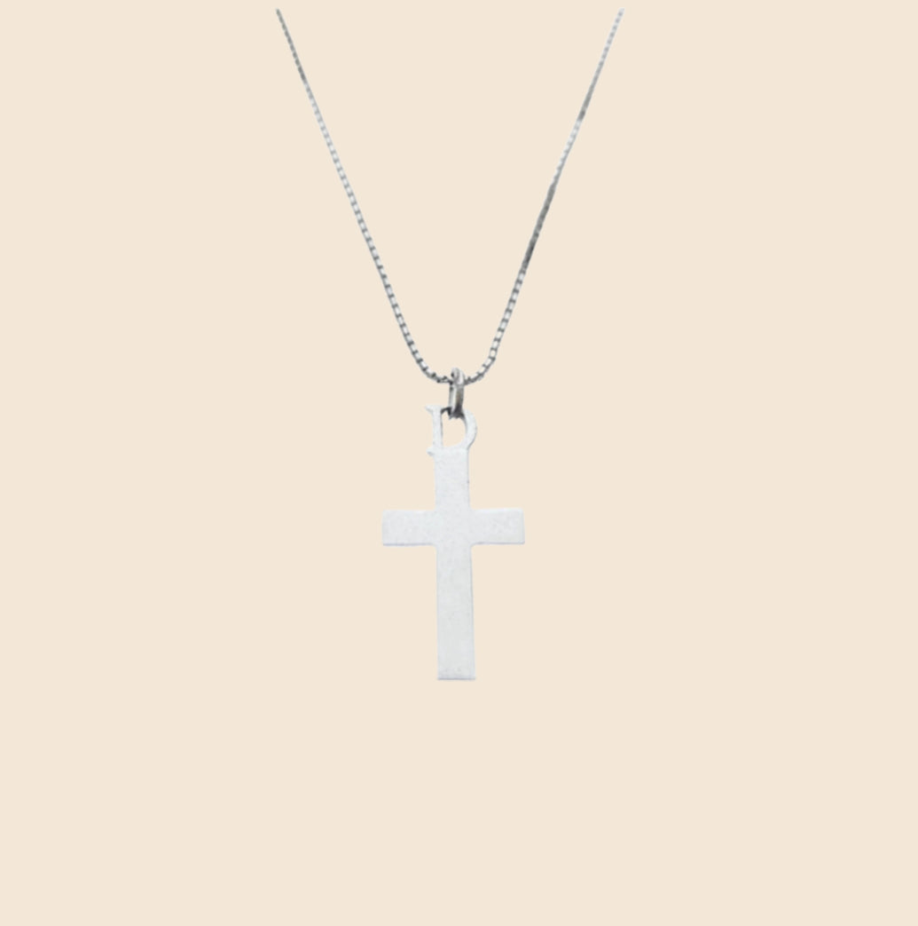 CHRISTIAN DIOR 1990s SILVER CROSS NECKLACE