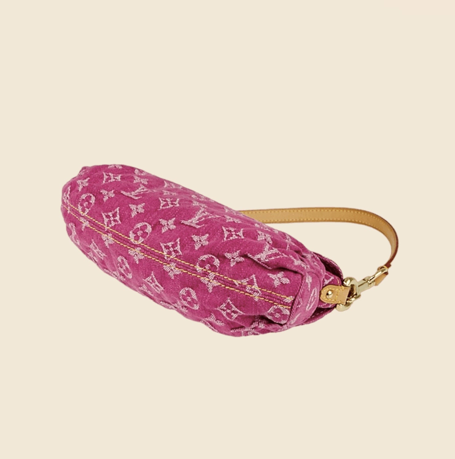 Small Louis Vuitton Pleaty Monogram Denim Handbag - Pink