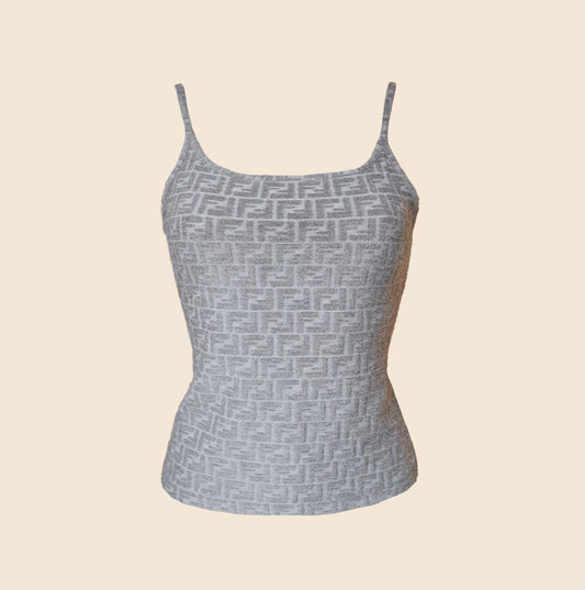 FENDI ZUCCA TERRY CLOTH CAMISOLE TOP