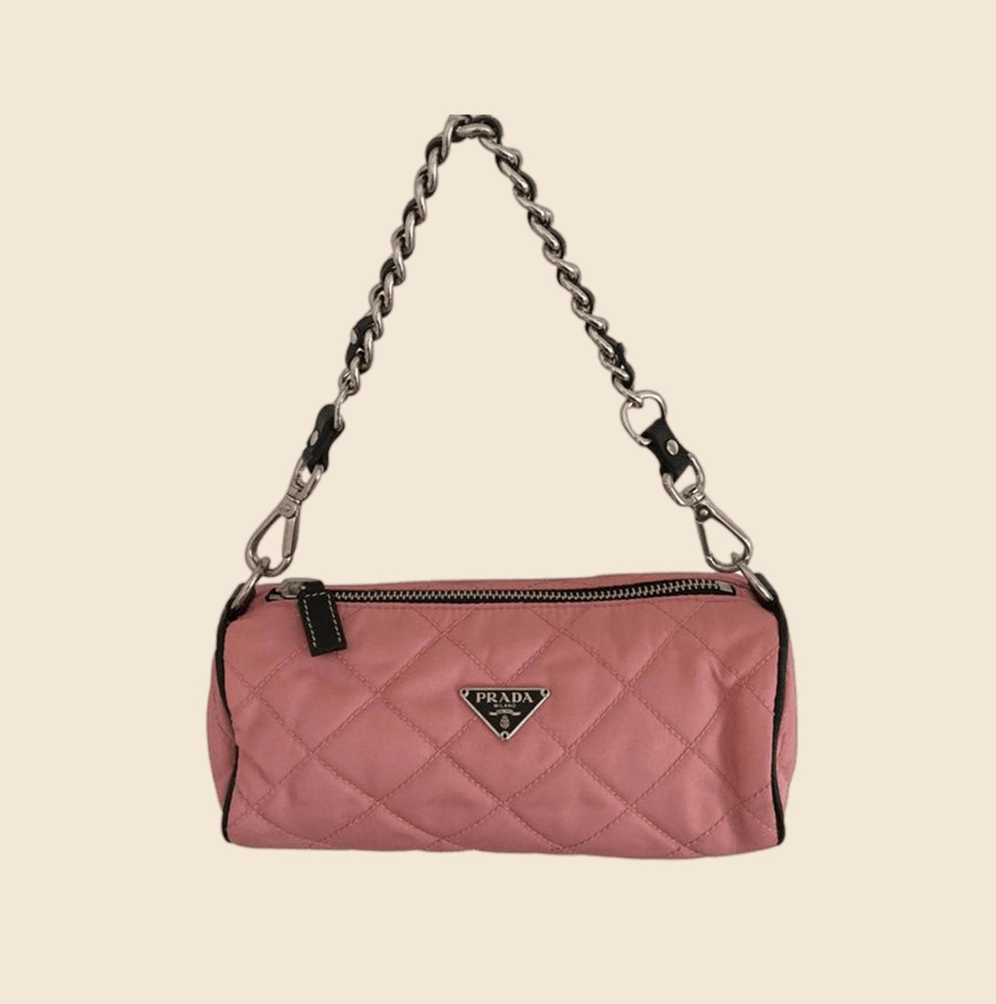 PRADA Mini Nylon Chain Crossbody Bag Black