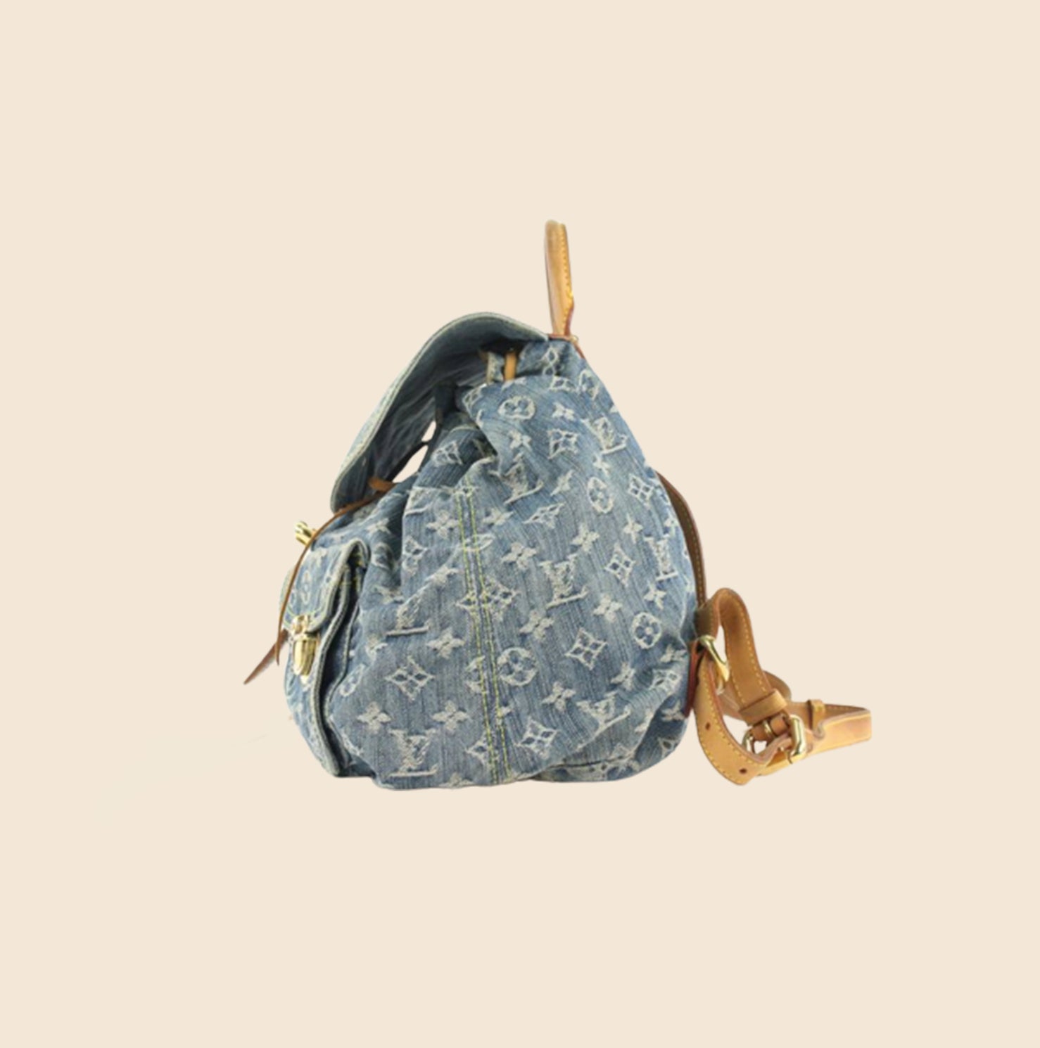 Backpack Louis Vuitton Blue in Denim - Jeans - 32310195