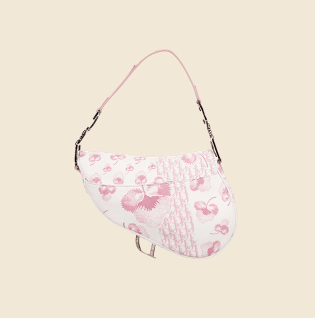 Christian Dior Saddle bag Trotter Pattern Pink Vintage Used From Japan F/S