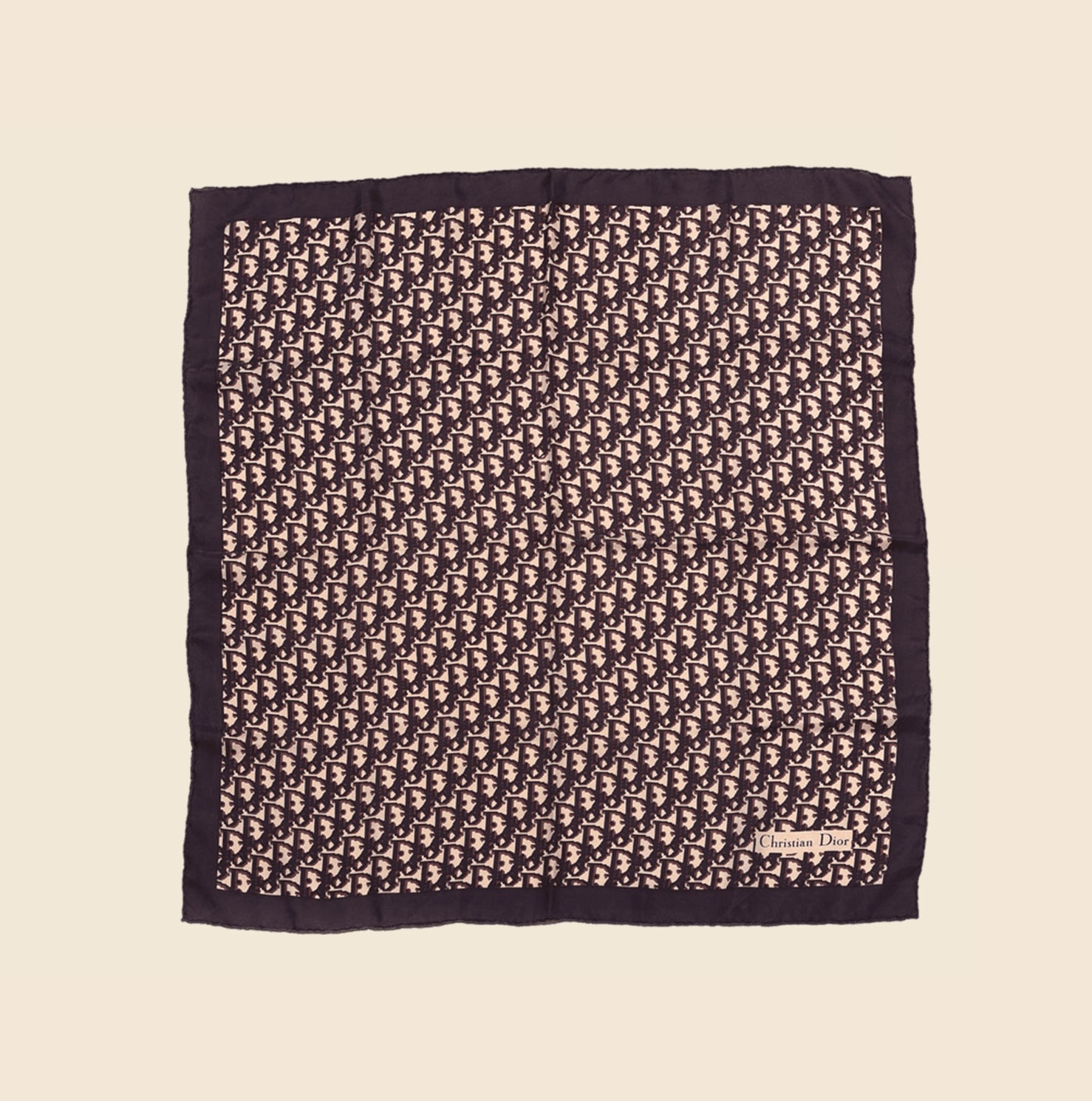 CHRISTIAN DIOR BROWN OBLIQUE SILK SCARF – RDB