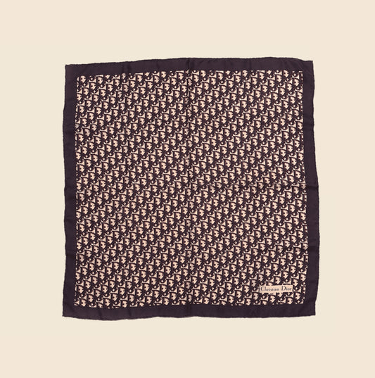 CHRISTIAN DIOR BROWN OBLIQUE SILK SCARF