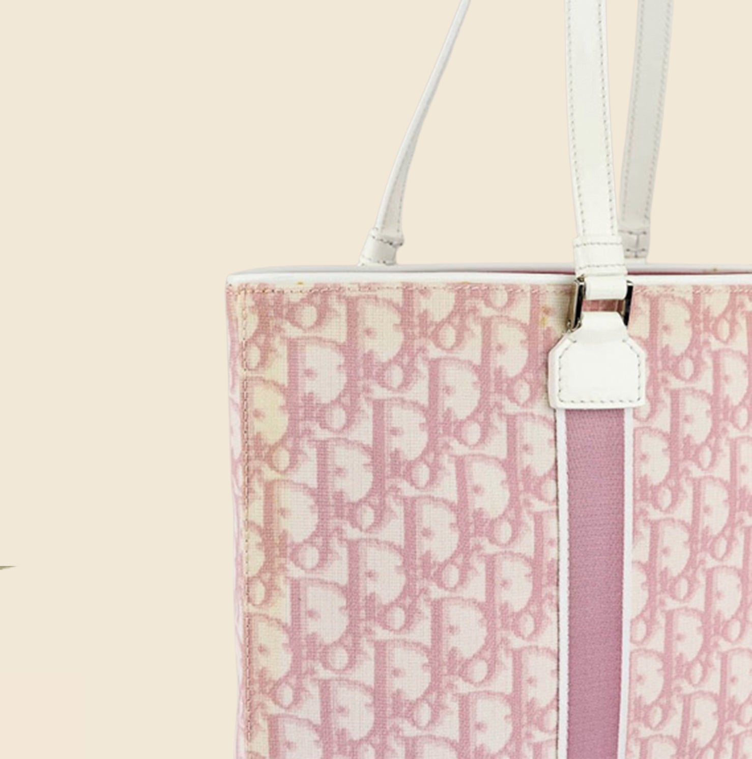 Christian Dior Pink Terry Towel Boston Bag Monogram Trotter Print Handbag