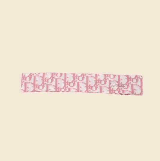 CHRISTIAN DIOR PINK DIORISSIMO CRYSTAL LOGO HEADBAND