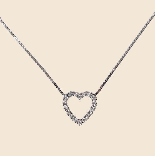 CHRISTIAN DIOR HOLLOW HEART RHINESTONE NECKLACE