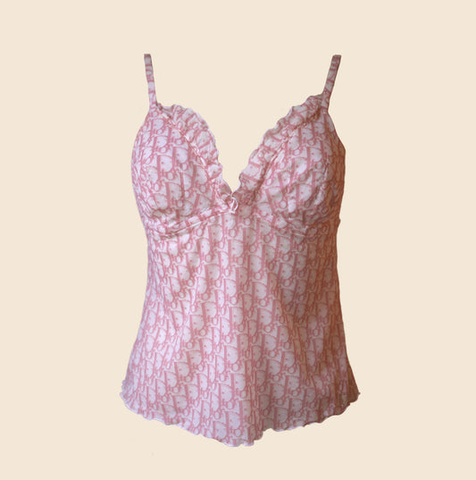 CHRISTIAN DIOR PINK DIORISSIMO GIRLY CAMISOLE SILK TOP