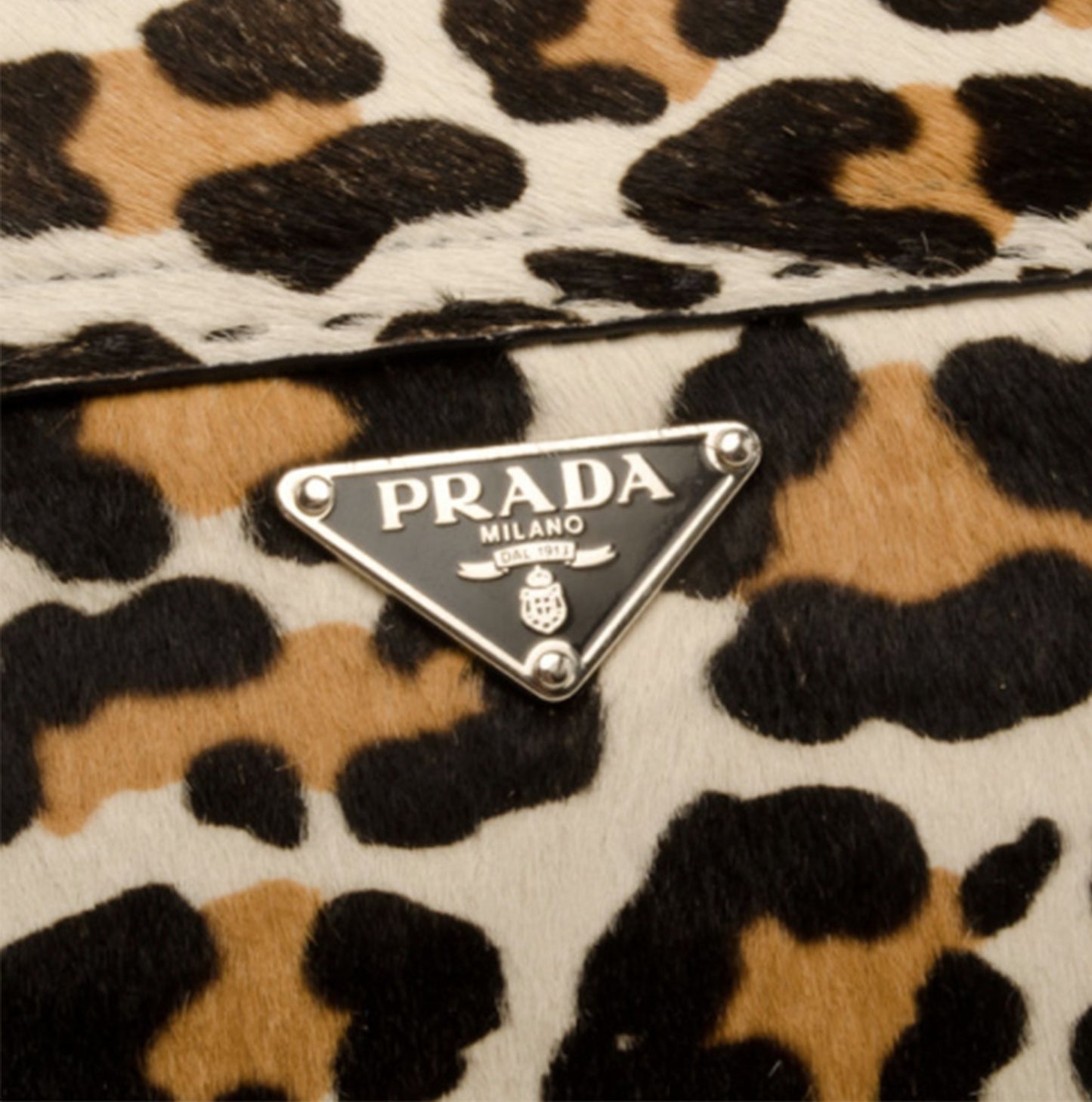 PRADA LEOPARD PRINT PONY HAIR SHOULDER BAG