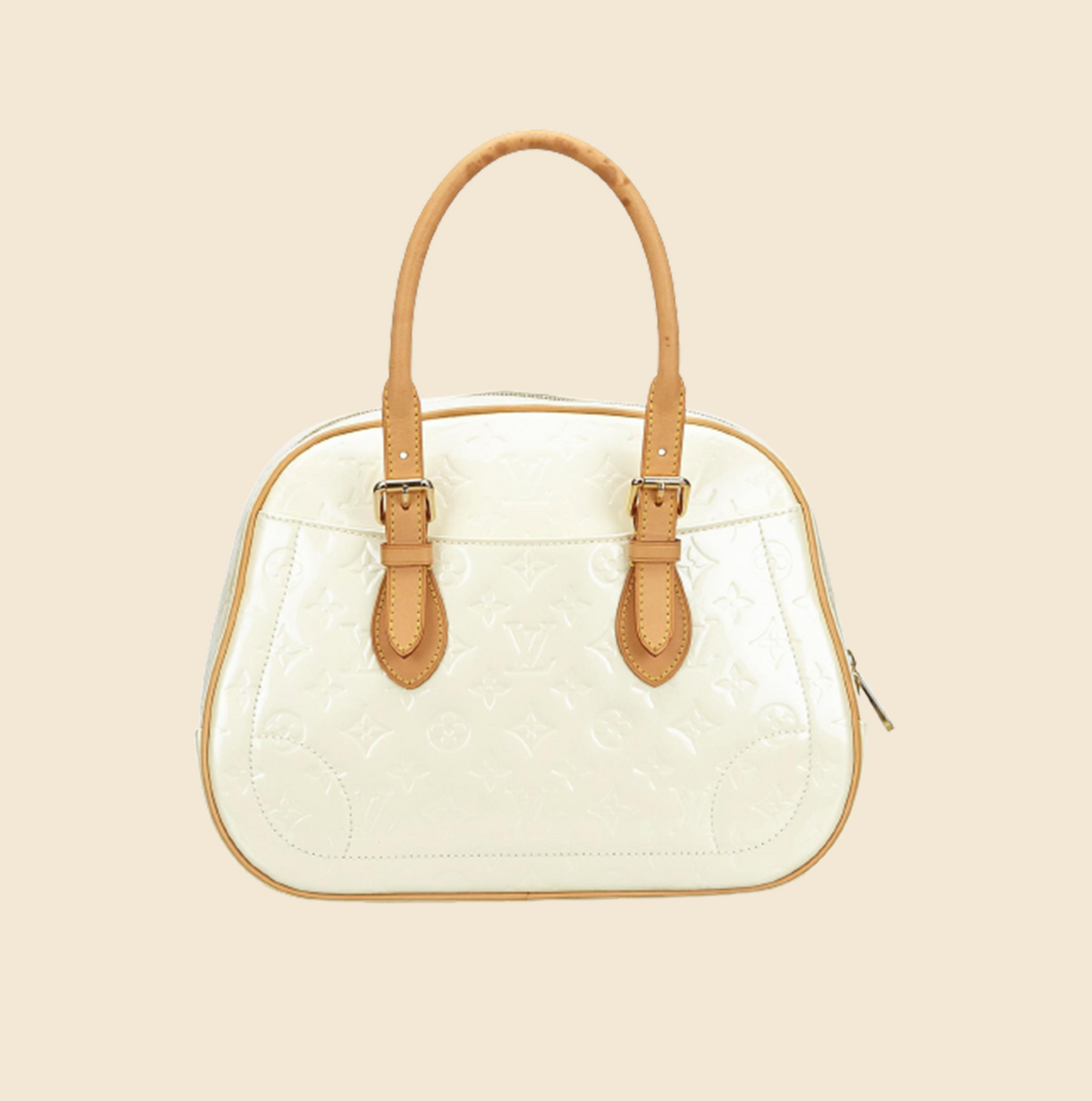 LOUIS VUITTON WHITE VERNIS SUMMIT DRIVE BAG