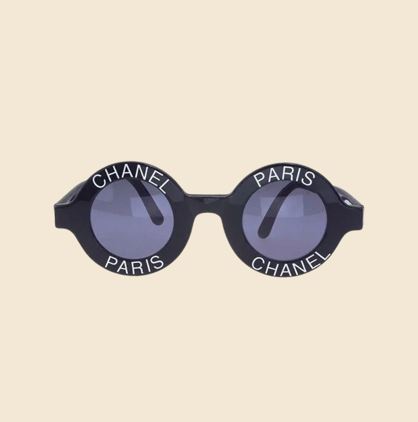 CHANEL PARIS ROUND BLACK 90s SUNGLASSES