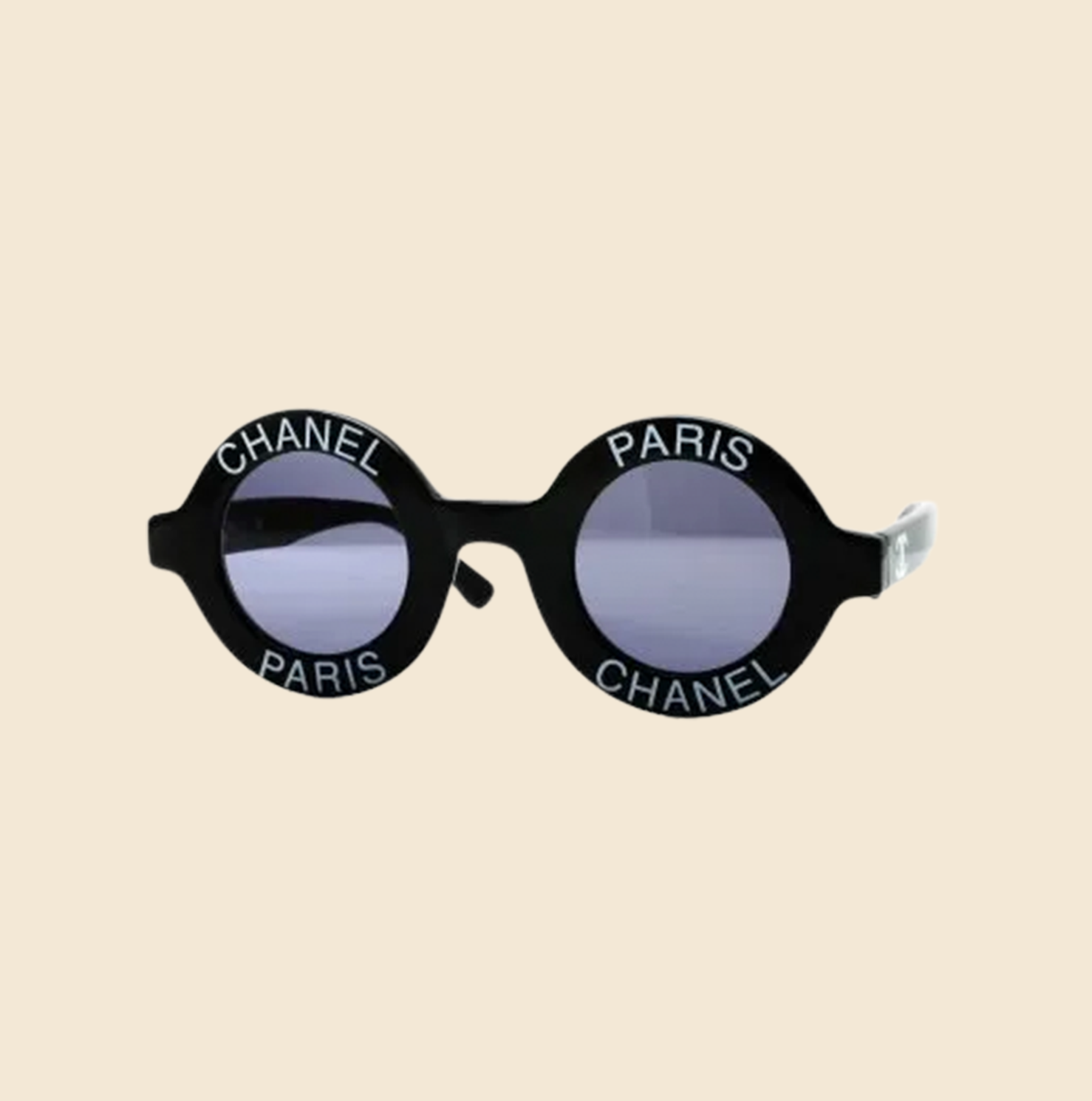 CHANEL PARIS ROUND BLACK 90s SUNGLASSES