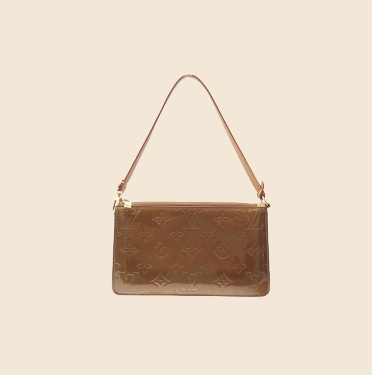 Louis Vuitton Green Vernis Lexington Pochette Brown Light brown