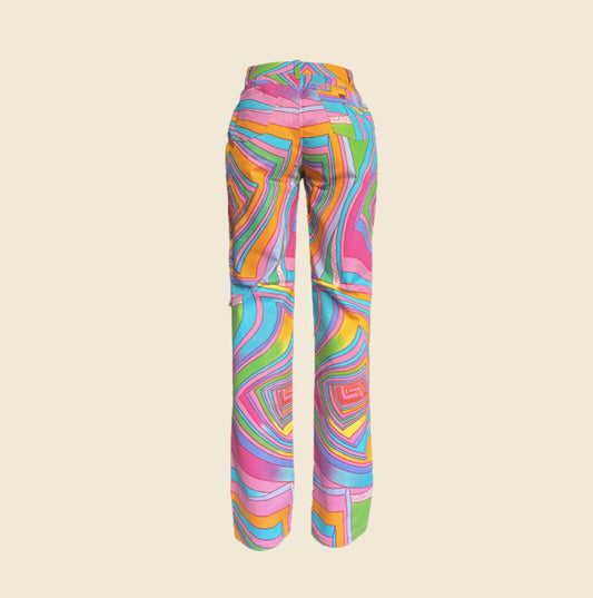 VERSACE 90s GLITTER RAINBOW PRINT STRAIGHT CUT JEANS